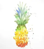 Reusable Magnetic Dishwasher Cover, Abstract Watercolor Pineapple Pattern Decorative Sticker for Front Door Kitchen Dishwasher, 23" x 26"