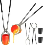 #4 (9.9Lbs-4.5Kg) Crucible Tongs Set with Lifting Tongs, Pouring Tongs and 2 Gra