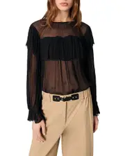 Maje Ruffled Chiffon Top