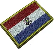 [BR44] BP0047V01 Paraguay Flag Embroidered Patch Gold Border Uniform Kart Kimono, Hook Fasteners Attach to Tactical Hats and Gears