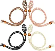 COHEALI 4pcs Cotton Rope Chain Crystal Cage Beads for Bracelets Wooden Necklace Cord Stone Holder