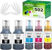 502 Ink Compatible with Epson 502 Ink Refill Bottles for Ecotank ET-2850 ET-3850 ET-4850 ET-15000 ET-3830 ET-2760 ET-3760 ET-4760 ET-3843 ET-2750 ET-3750 ET-4750 ET-3710 STC2100 STC4100 Printer 5Pack