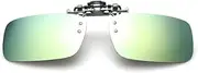 [Generic] Fashion Retro Polarized Clip On flap up Sunglasses UV 400 Protection Mens Womens Reflective Green(Mirror)