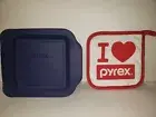 Pyrex 222 Square Baking Dish & Pyrex Potholder