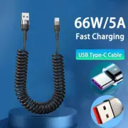 Car USB Type C 66W & LIGHTNING PD Fast Charging Type C to Type C Spring Telescop