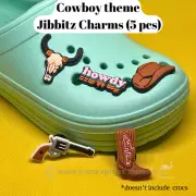 Cowboy Theme Jibbitz Charms for Crocs, Wrist bands and Key chains- 5 pieces