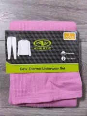 Athletic Works Thermal Underwear Kids Large 10-12 Pink Shirt Pant PJ Set