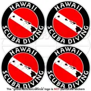 HAWAII SCUBA DIVING Flag-Map Shape USA Circular Vinyl Stickers Decals 50mm x4