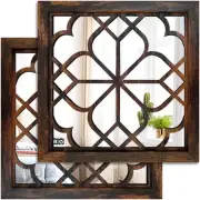 Wocred 2 PCS Square Wall Mirror,Gorgeous Rustic Farmhouse Accent