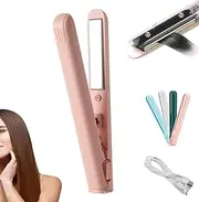 Mini Dual Purpose Curling Iron, 2025 Upgrade Mini Curling Wand and Flat Iron Mini Curling Iron Hair Straightener Curling Iron, Portable Travel Curling Wand for Short and All Hair Types (Pink)