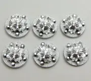 100 Silver Flatback Acrylic Glitter Froal Round Cabochons 12mm No Hole