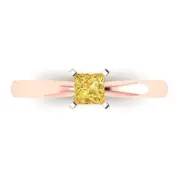 0.50 ct Princess Cut Natural Citrine Wedding Bridal Promise Ring 14k Rose Gold