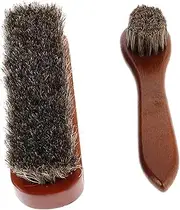 TEMPNAP 2pcs Shoe Brush Versatile Boot Cleaning Brushes with Soft Horsehair for Leather and Care Portable Shoe Polish Applicator