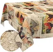 Tablecloth Fabric Washable Tablecloth Table Cloth Easy Care Lotus Effect Dirt & Water-Repellent for Indoor Outdoor Table Cloth 200 x 140 cm Cut Edge Farm