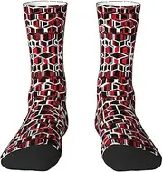 [JEJEA] Abstract Geometric Pattern print Socks For Men and Women Men's Moisture Control Crew Socks Gifts For Golf, Hunting, Camping