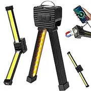 Magnetic LED Gym Posing Light, Portable Rechargeable Flashlight with Hook, 7-Level Dimming, 180° Foldable Work Light, USB Power Bank for Camping, Fitness, Photography