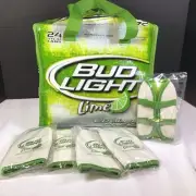 Bud Light Lime Soft Collapsible Insulated Cooler Holds 24 Cans 5 Bottle Koozies