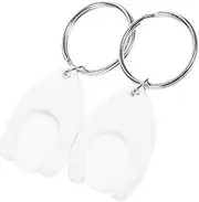 WESIEVYA 2pcs Metal Trolley Token Key Ring White Shopping Cart Token Keychain for Grocery Convenience Stylish Keyring Charm