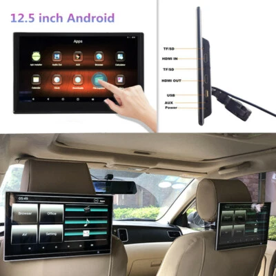 1PCS Car Headrest Monitor Video Player 12.5" Touch Screen RAM Android 9.0