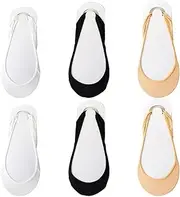 [VOMZIKL] Women's Socks with Non-Slip Silicone, 3 Pairs of Invisible Ankle Socks, Non-Slip Summer Trainer Socks, No Show Ballerina Socks, Non-Slip Forefoot Socks Silicone