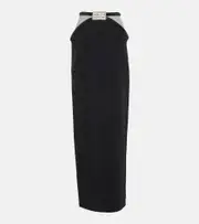 [David Koma] David Koma Embellished cutout cady maxi skirt AU 10 black