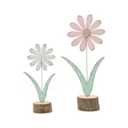 Set 2 Asst Pastel Flowers on Base Ornament 15x31cm