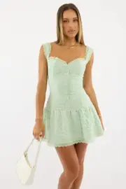 Green Mini Dress Drop Waist - Size 16XL, Women's Skater Dress