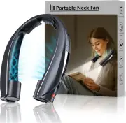 Portable Neck Fan - with LED Book Light, USB-C Rechargeable, Ultra Quiet