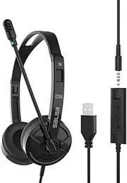 H58 Computer Wired Headphone Office Bussin Lightweight Noise Cancelling Headset with Microphone Black
