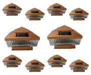 Solar Post Cap Light 10 Pcs 4x4 Solar Copper Color Square 5 LED Bulb Fence Light