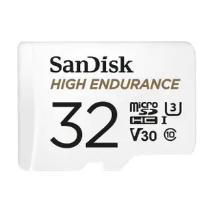 【SanDisk 晟碟】32G 家用/行車安全監控紀錄專用 4k U3 記憶卡 附轉卡(連續紀錄2500 小時 原廠2年保固)