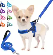 Lukovee Dog Harness and Leash Set, Soft Padded Small Dog Harness - Large