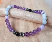 Empath Bracelet, Amethyst Agate, Gemstone, Stress Protection, Emotional Support