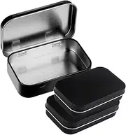 Vikrami 3-Pack Tin Box Candy Key Earrings Coin Metal Storage Boxes (Black)