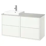 HAVBÄCK / ORRSJÖN wash-stand/wash-basin/tap, white/grey stone effect, 122x49x71 cm