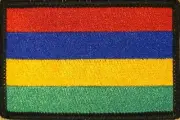 MAURITIUS Flag Military Patch With Hook & Loop Fastener BLACK Border