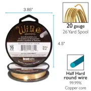 BeadSmith Tarnish Resistant Gold 20 Gauge Wrapping Wire 26 Yard Spool