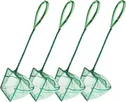 aoozleny Aquarium Net Fine Mesh Small Fish Catch Nets with Plastic Handle,Set of 4 (4inch)