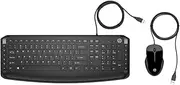 HP Pavilion Keyboard and Mouse 200 Wired USB Combo with Chiclet Keyboard, Palm Rest, 1600 DPI, Ambidextrous, Media Shortcuts, LED Indicators, Compact Black Design, Windows 10/8, 9DF28AA