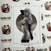 BLACK CAT PINUP (DW153) - Signed A4 print by Lady Death artist Alex Miranda