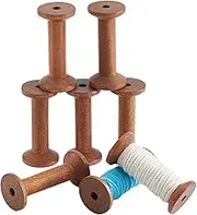 DICOSMETIC 8Pcs Wooden Spools 75x35mm Wood Thread Bobbins Coconut Brown Wire Weaving Bobbin Wooden Empty Spools Sewing Bobbins for Embroidery and Sewing Machines