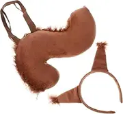[Yardenfun] 1 Set Squirrel Headband Tail Decor Clothing Squirrel Ear Headband for Children Cosplay Squirrel Costume Squirrel Ear Headband and Tail Prop Halloween Supplies Plush Fabrics