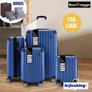 4PCS Luggage Suitcase Trolley Set Travel Storage Hard Case Lock Organiser Blue