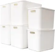 Plastic Storage Baskets Bins Boxes with Lids,Organizing Container White Storage