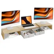 Dual Monitor Stand Riser - Length and Angle Adjustable Monitor Stand with 2