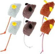 COSMEVIVI 6pcs Catnip Plush Mouse for Kittens Soft Striped Design Durable Scratching Plaything for Indoor Cats Engaging Chew and Bite Supplies for