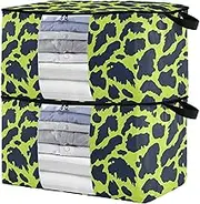 sanluoli 60L 2 Pack Under Bed Shoe Storage with Reinforced Handles, clear window Closet Blanket Storage Organizer