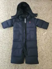 Brand New W/ Tags Toddler Boy Polo Ralph Lauren Navy Hooded Snowsuit Size 12M