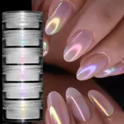 6Box/Set Mirror Pigment Nail Powder Nail Rubbing Dust Holographic Laser Manicure
