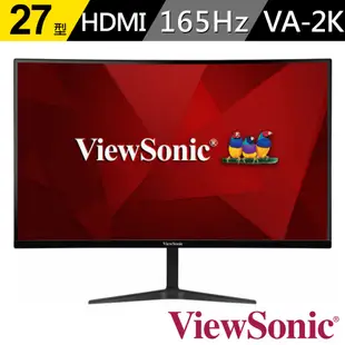 含稅【ViewSonic 優派】VX2718-2KPC-MHD 27型 2K曲面電競螢幕165Hz/H HDMI 含喇叭
